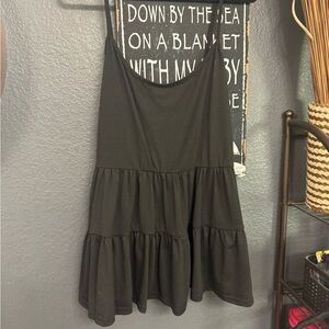 Black Tiered Spaghetti Strap Tank Top. 1XL